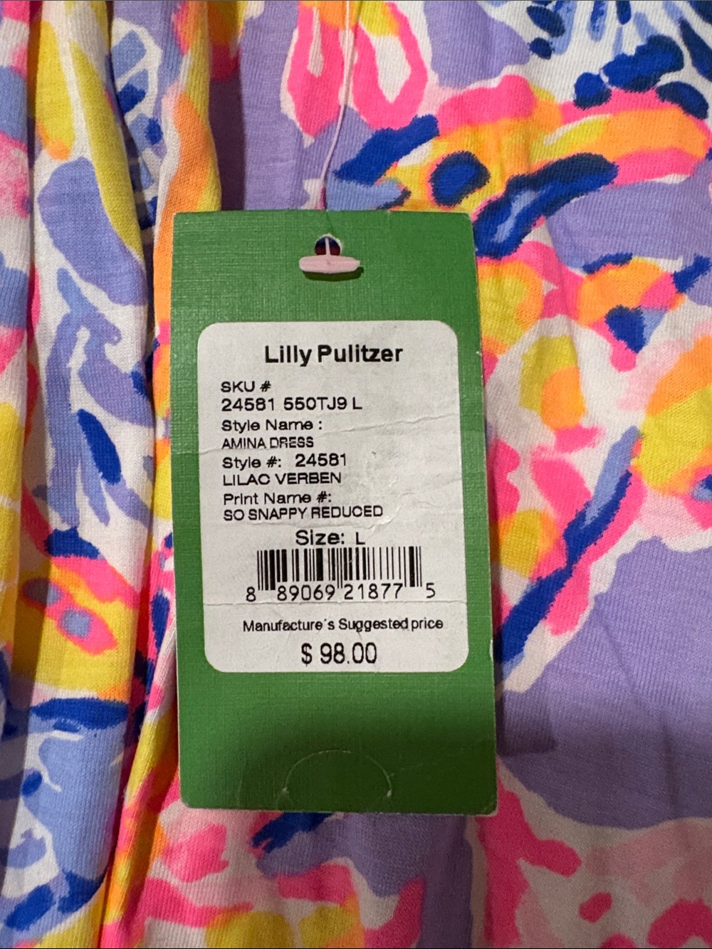Lilly Pulitzer 'Amina' Floral Dress - Lilac Verben Print NWT Large - Picture 2 of 3